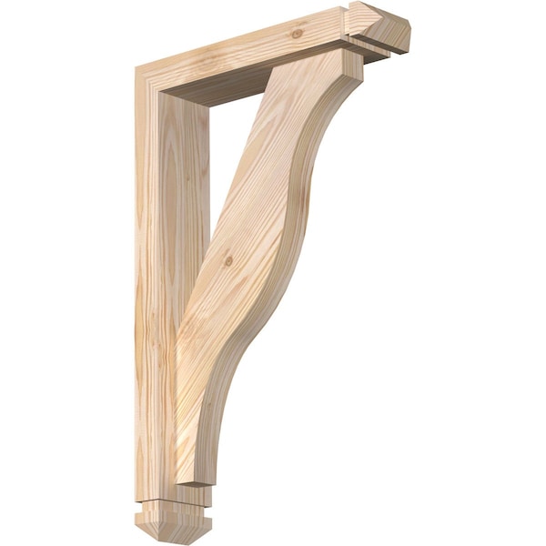Ekena Millwork Funston Arts and Crafts Smooth Bracket w/ Offset Brace, Douglas Fir, 3 1/2"W x 14"D x 22"H BKT0402X14X22FST03SDF - main